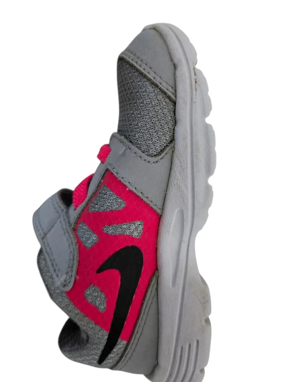 Nike Downshifter 6 Kids Gray and Pink Velcro Athletic Sneakers, Size 7C